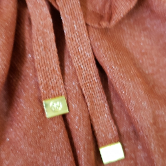 183 MICHAEL KORS Burnt Umber Ruched Sleeve Cardigan Duster - Picture 5 of 8